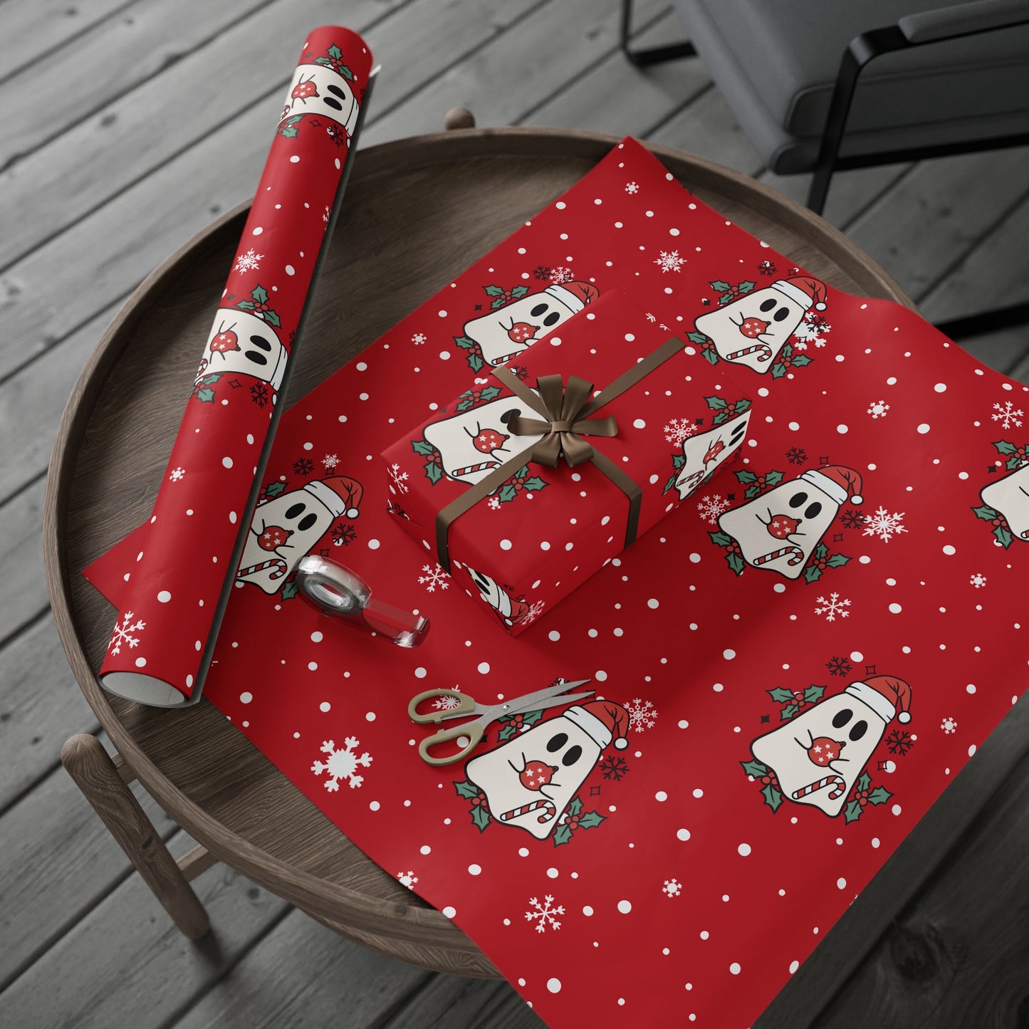 Festive Spirits Wrapping Papers Dark Red