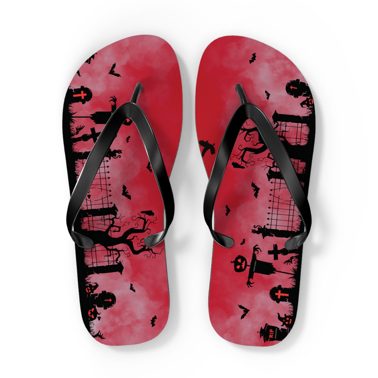 Windsor Wonders Dark Red Graveyard Halloween Flip Flops