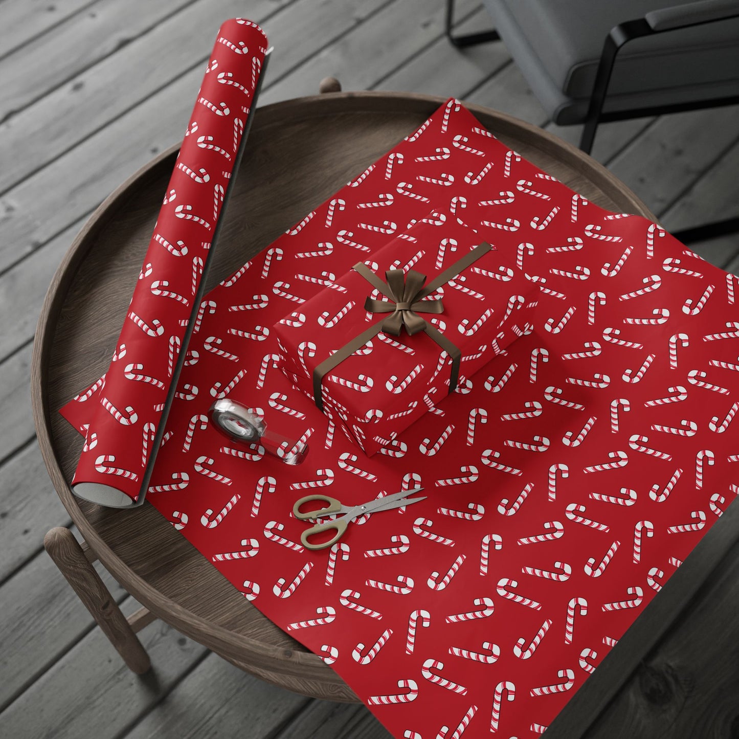 Dark Red Candy Cane Wrapping Papers