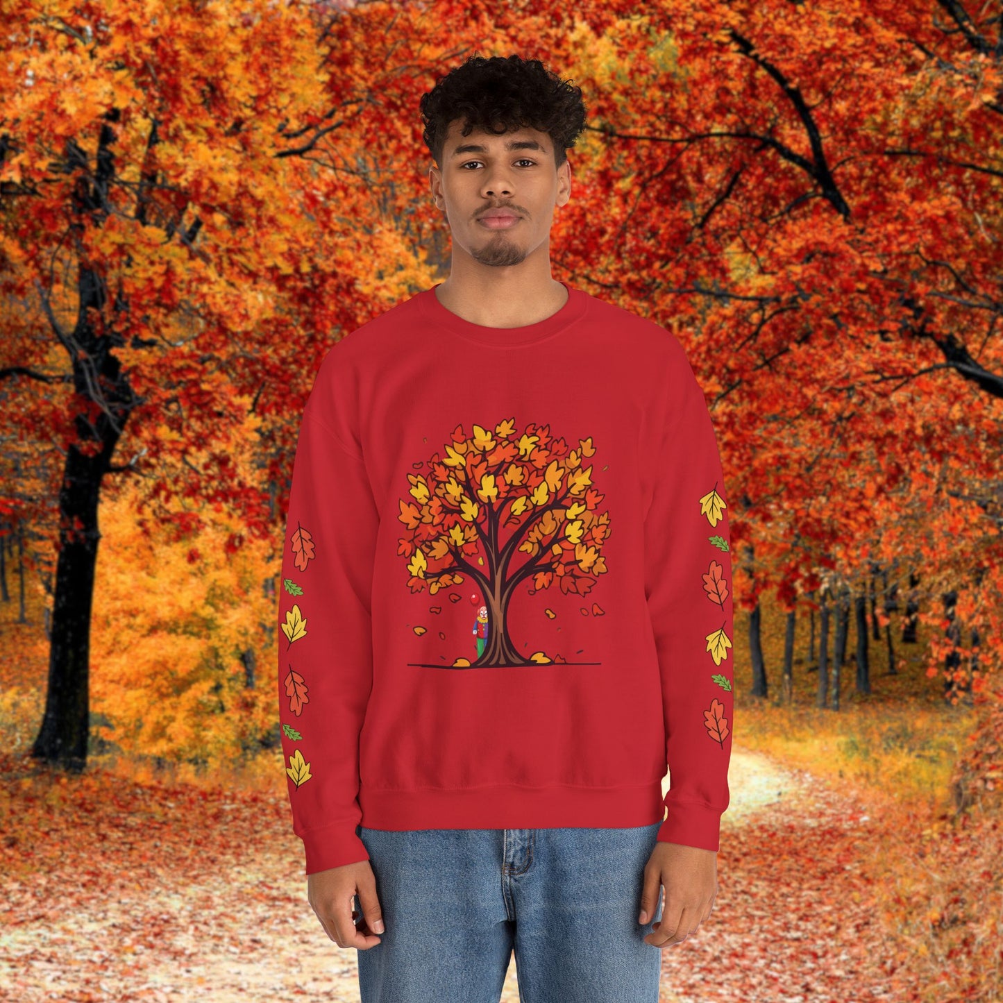 Autumnal Leaves Sweatshirt - Cozy Fall Crewneck for Nature Lovers, Perfect Gift for Thanksgiving, Casual Wear, and Seasonal Celebrations