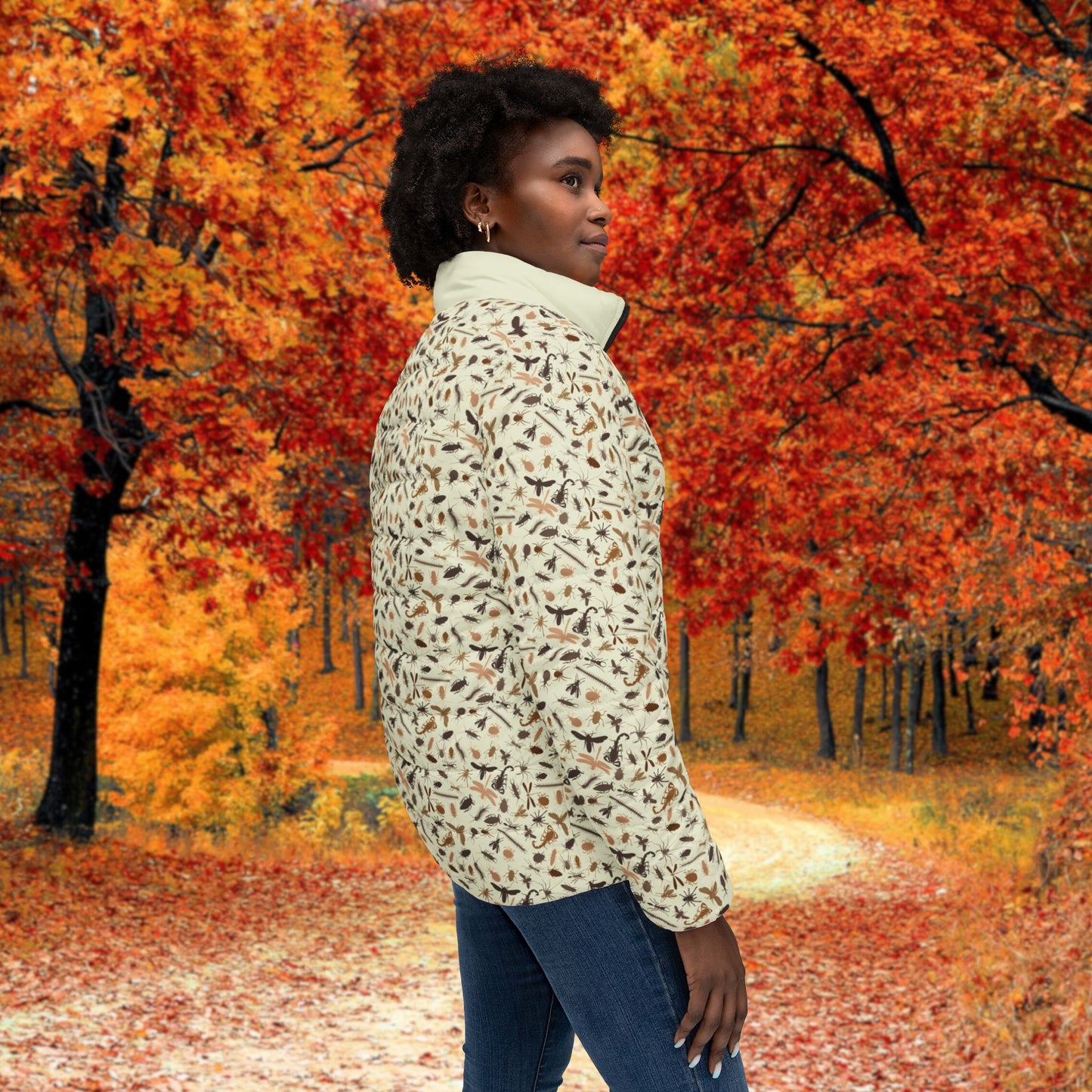 Stylish Entomology Women's Puffer Jacket for Cozy Comfort, Winter Fashion, Outdoor Adventures, Casual Wear, Holiday Gift Idea