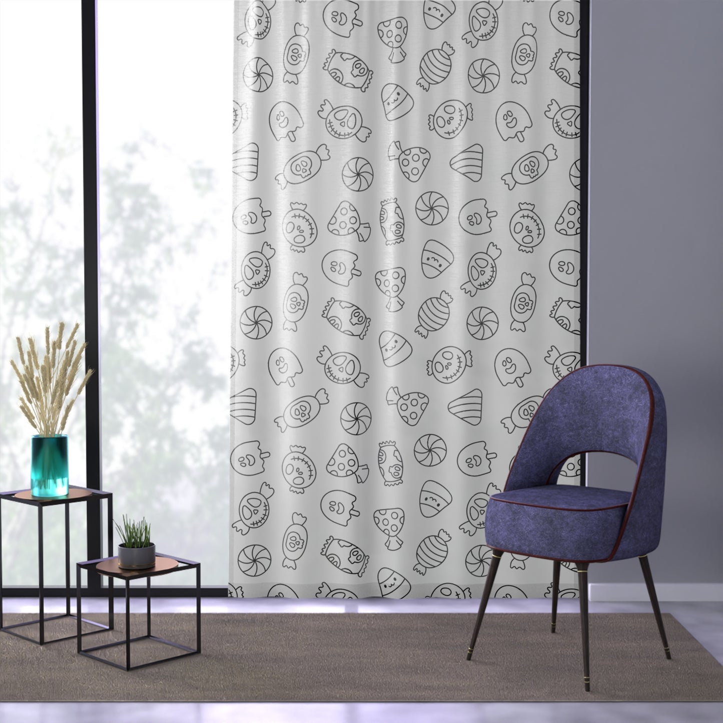 Windsor Wonders White Halloween Candy Window Curtain