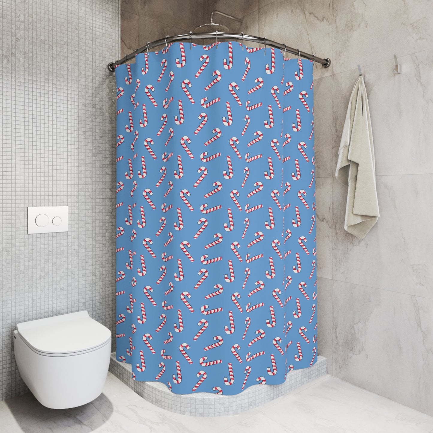 Light Blue Candy Cane Shower Curtains