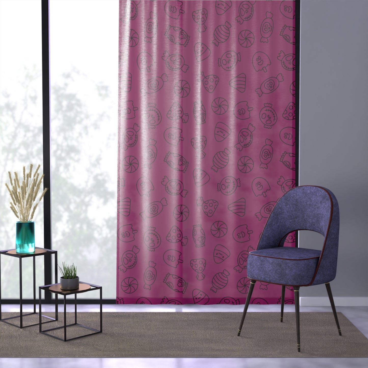 Windsor Wonders Pink Halloween Candy Window Curtain