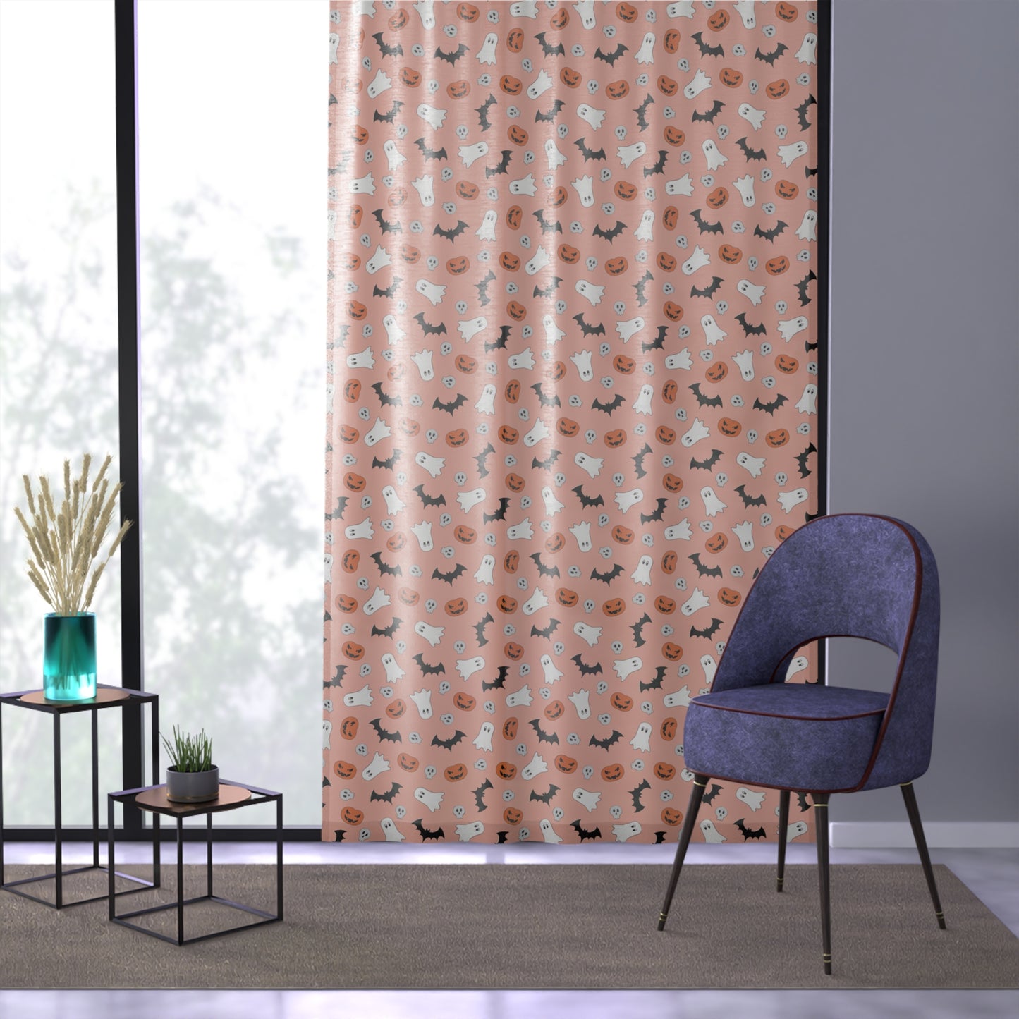 Windsor Wonders Orange Halloween Window Curtain