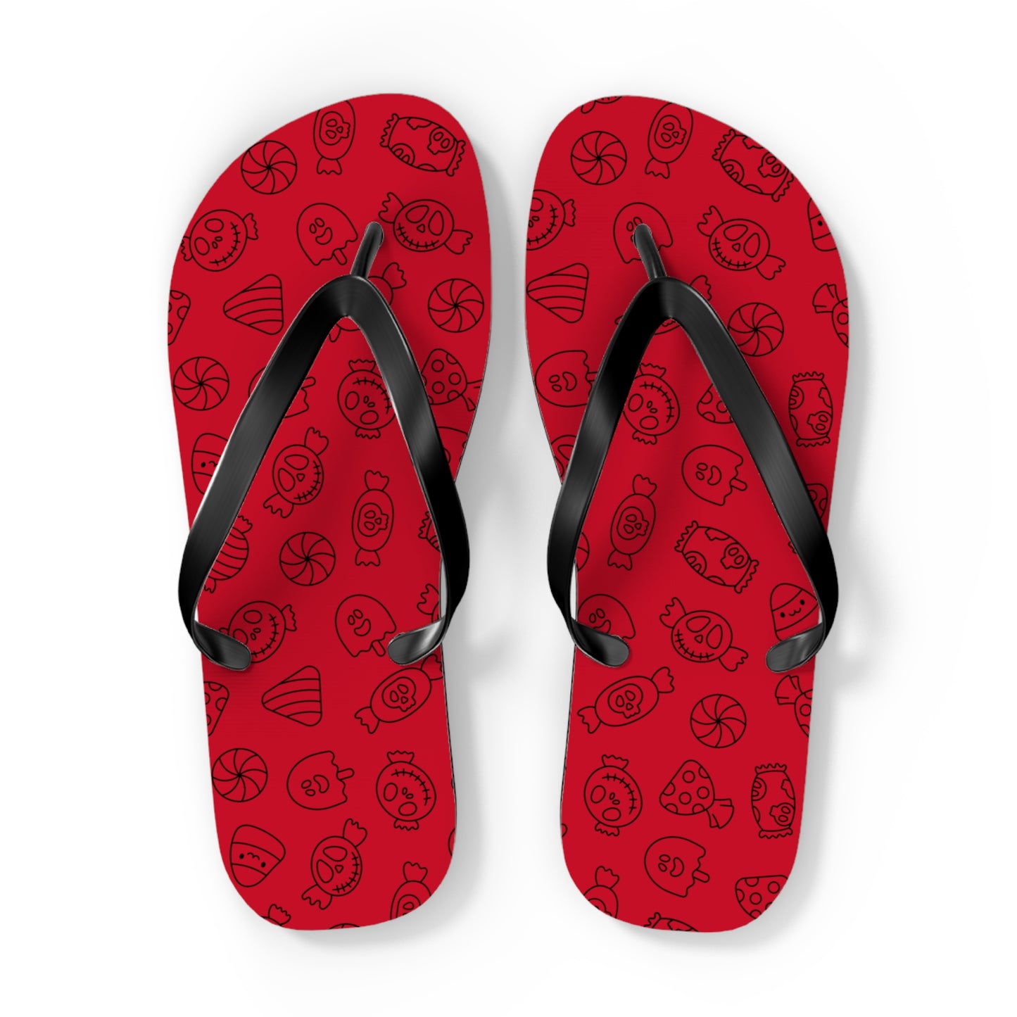 Windsor Wonders Dark Red Halloween Candy Flip Flops