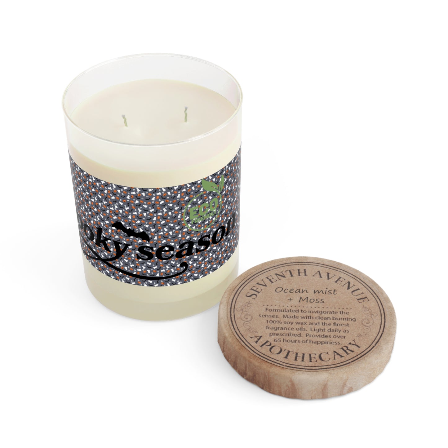 Scented Candle - Full Glass, 11oz, Dark Grey Halloween wrapped