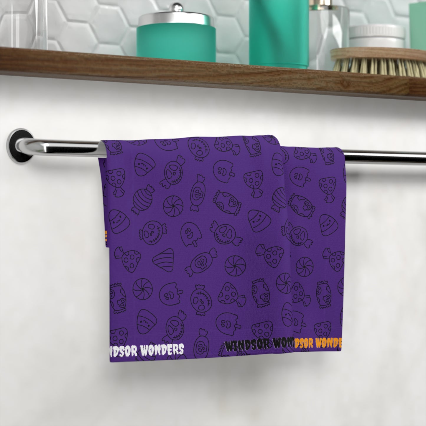 Windsor Wonders Purple Halloween Candy Face Towel