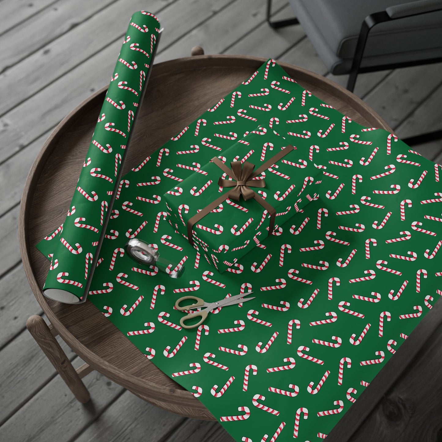 Dark Green Candy Cane Wrapping Papers