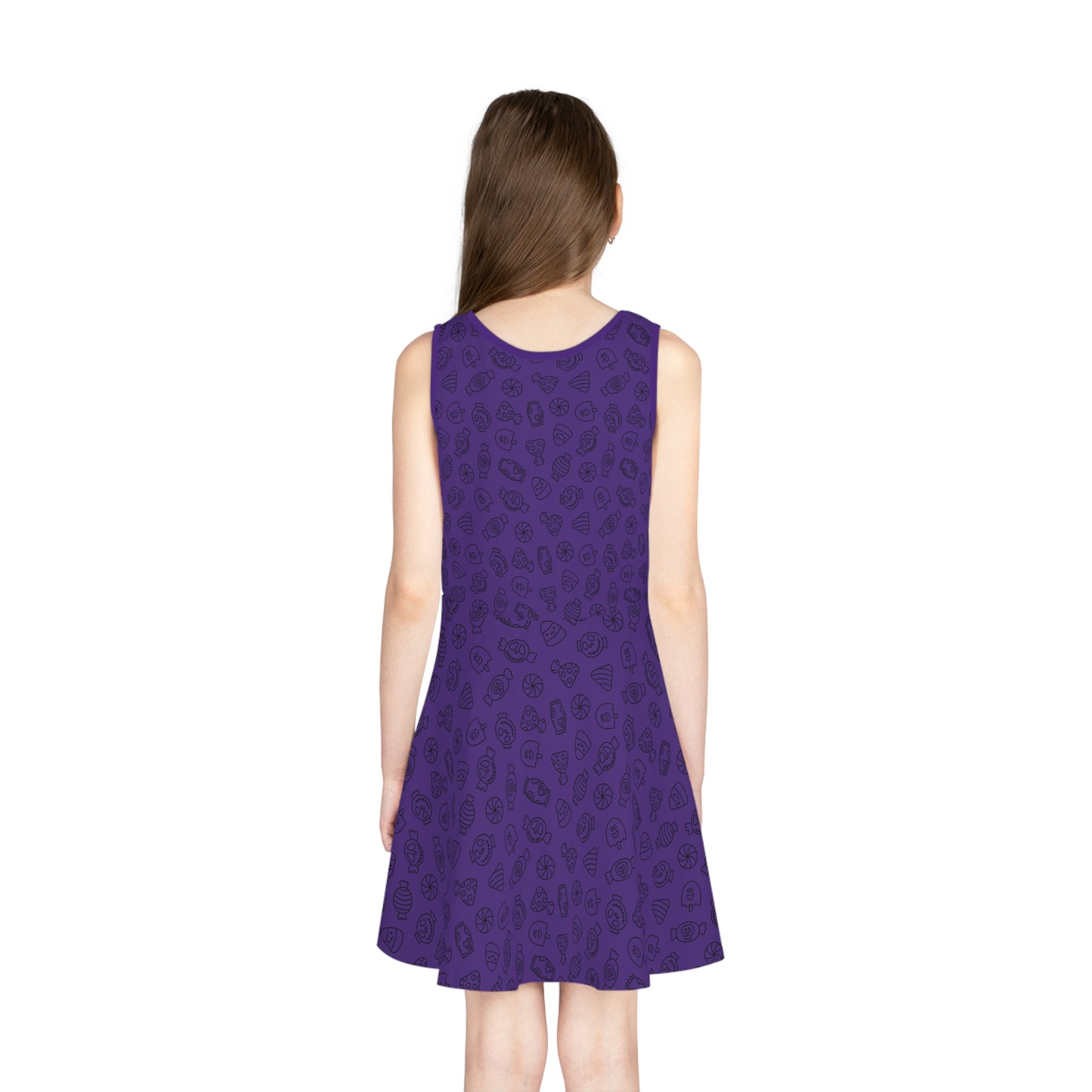 Purple Halloween Candy Girls' Sleeveless Sundress (AOP)