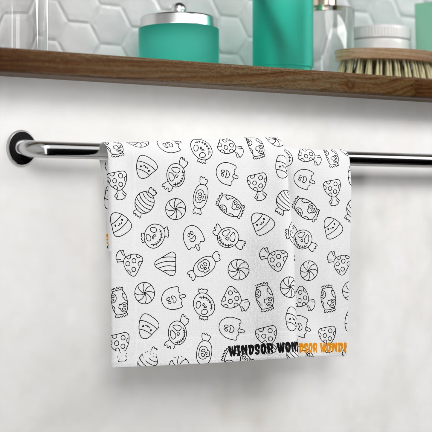 Windsor Wonders White Halloween Candy Face Towel