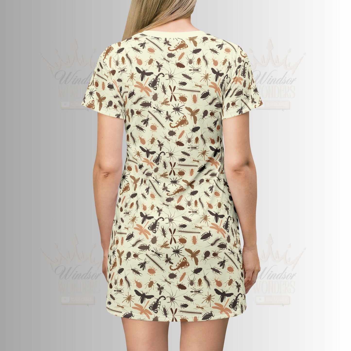 Insect-Inspired T-Shirt Dress, Ideal for Casual Outings, Gift for Eco Lovers, Perfect for Summer and Easy Layering