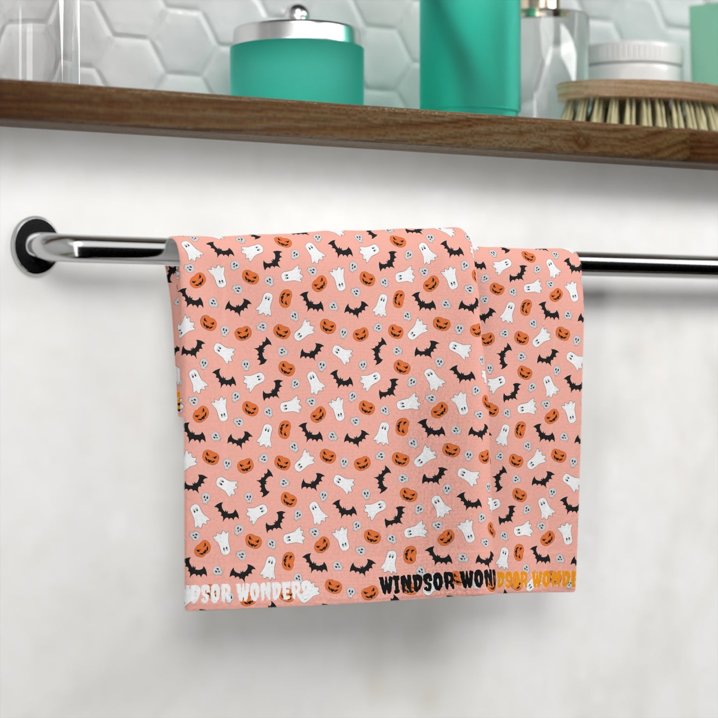 Windsor Wonders Orange Halloween Face Towel