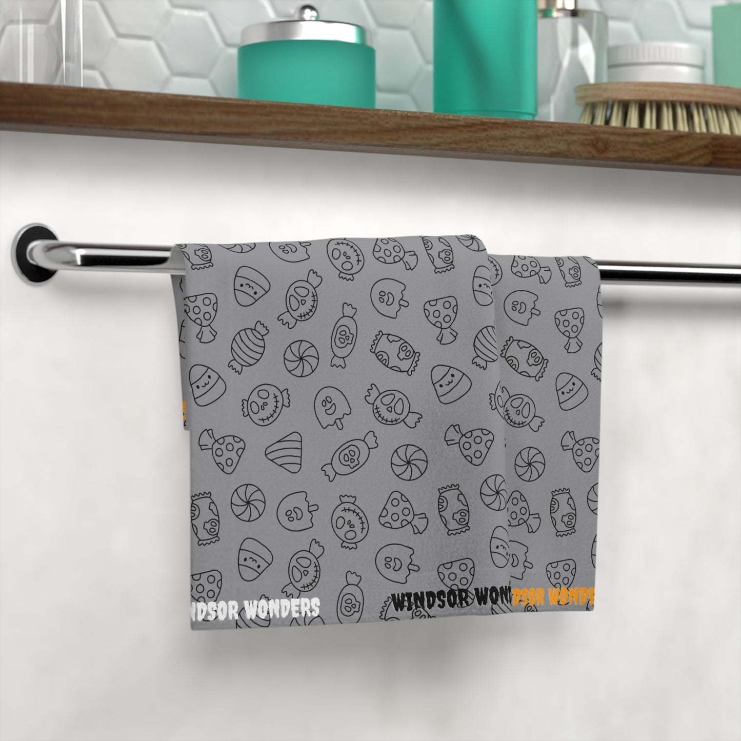 Windsor Wonders Grey Halloween Candy Face Towel