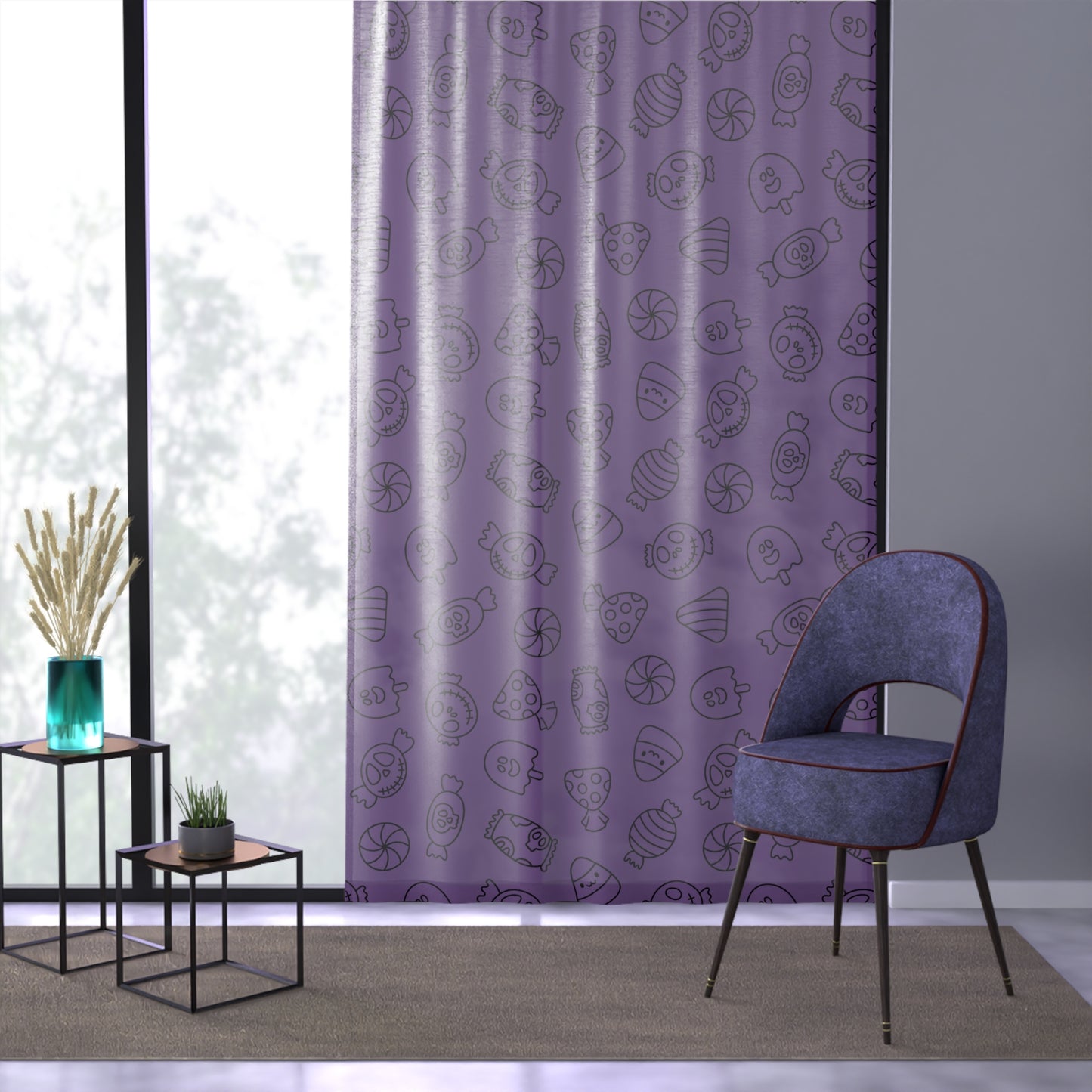 Windsor Wonders Light Purple Halloween Candy Window Curtain