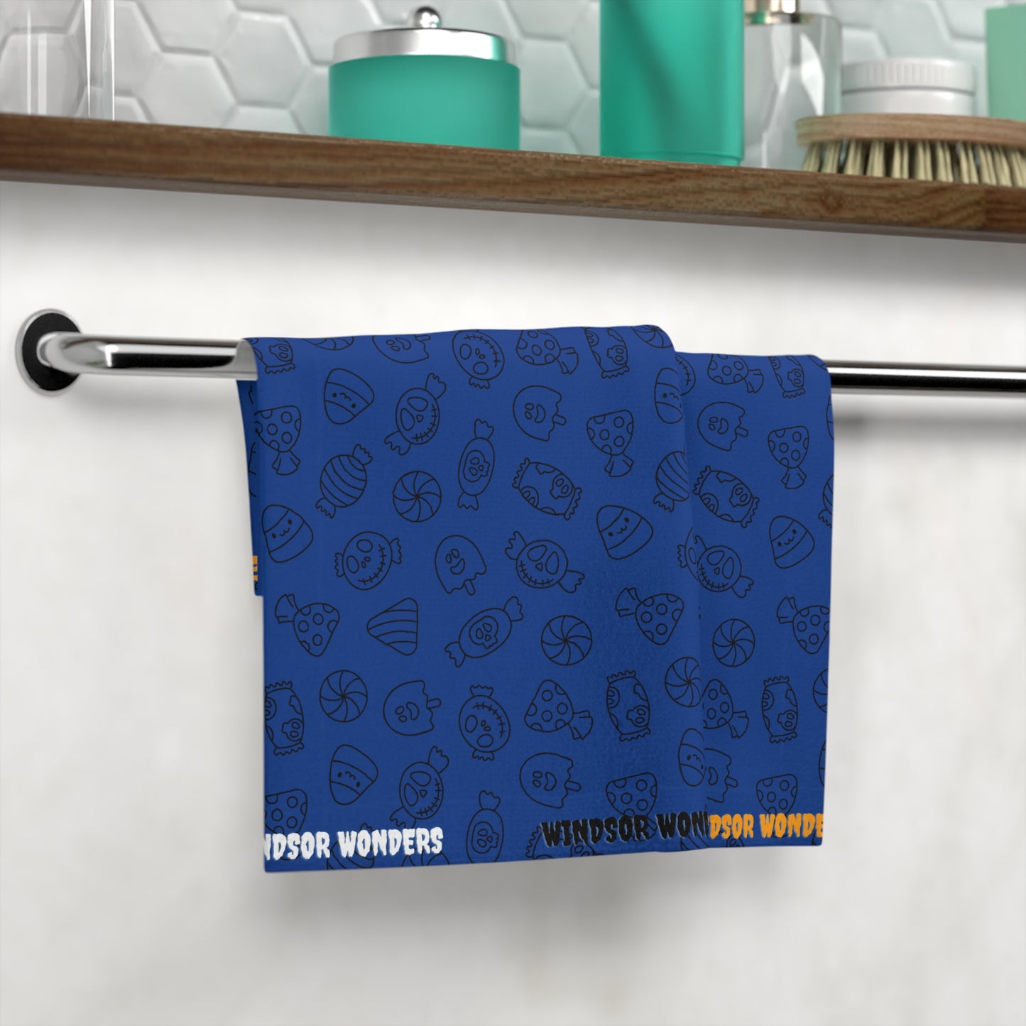 Windsor Wonders Dark Blue Halloween Candy Face Towel