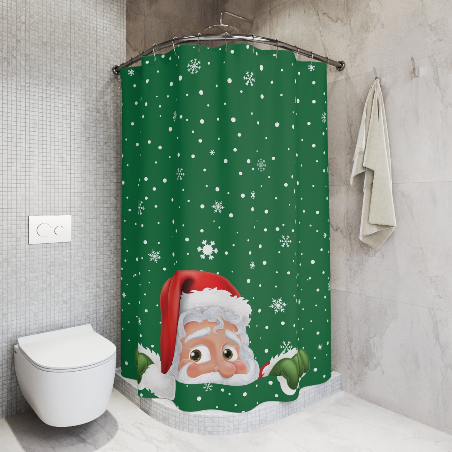 Santa Dark Green Shower Curtains
