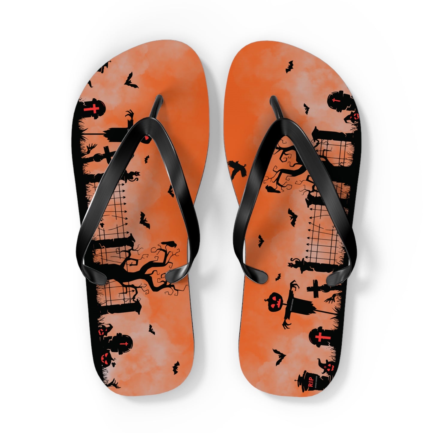Windsor Wonders Orange Graveyard Halloween Flip Flops