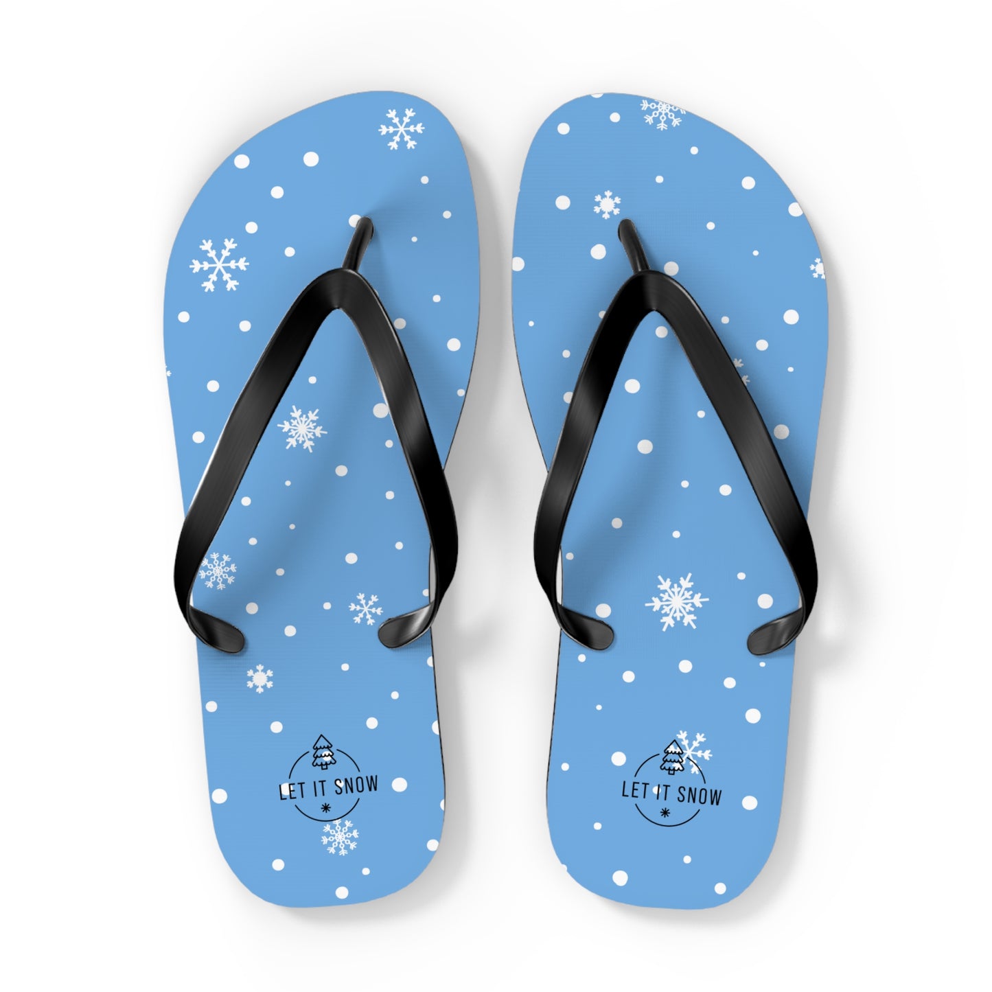 Let It Snow Flip Flops Light Blue