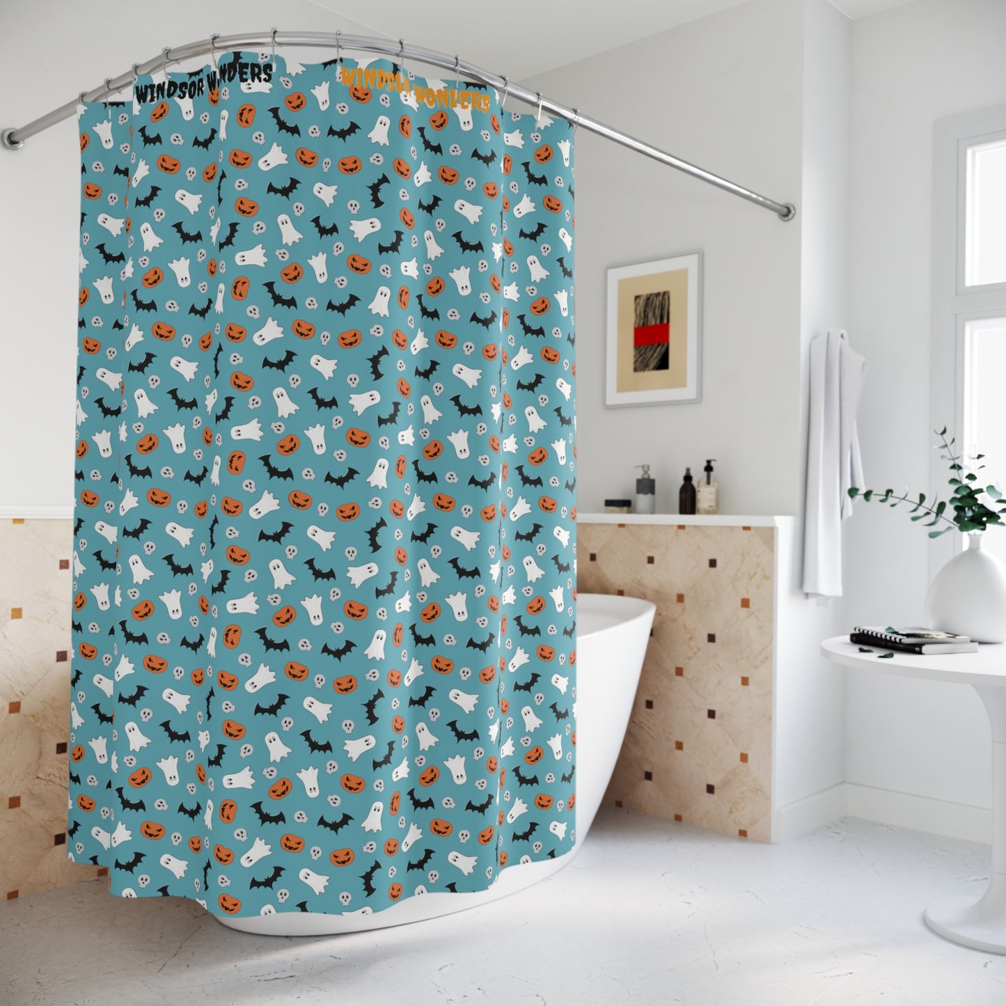 Windsor Wonders Blue Halloween Shower Curtain