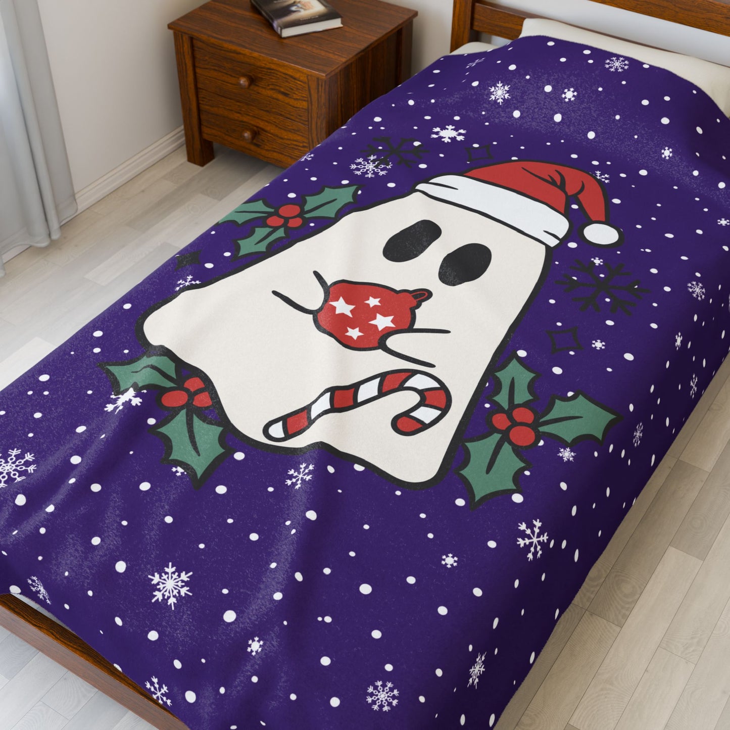 Big Festive Spirits Purple Velveteen Plush Blanket