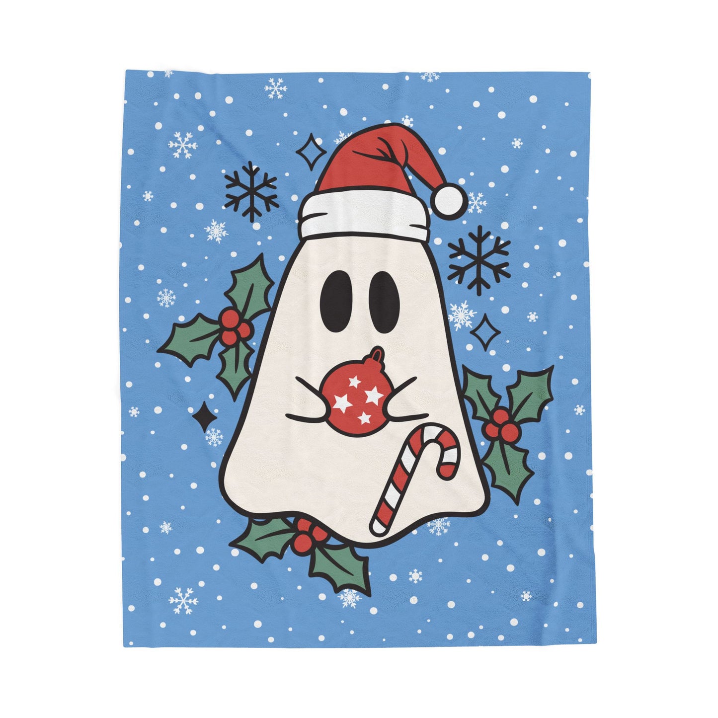 Big Festive Spirits Light Blue Velveteen Plush Blanket