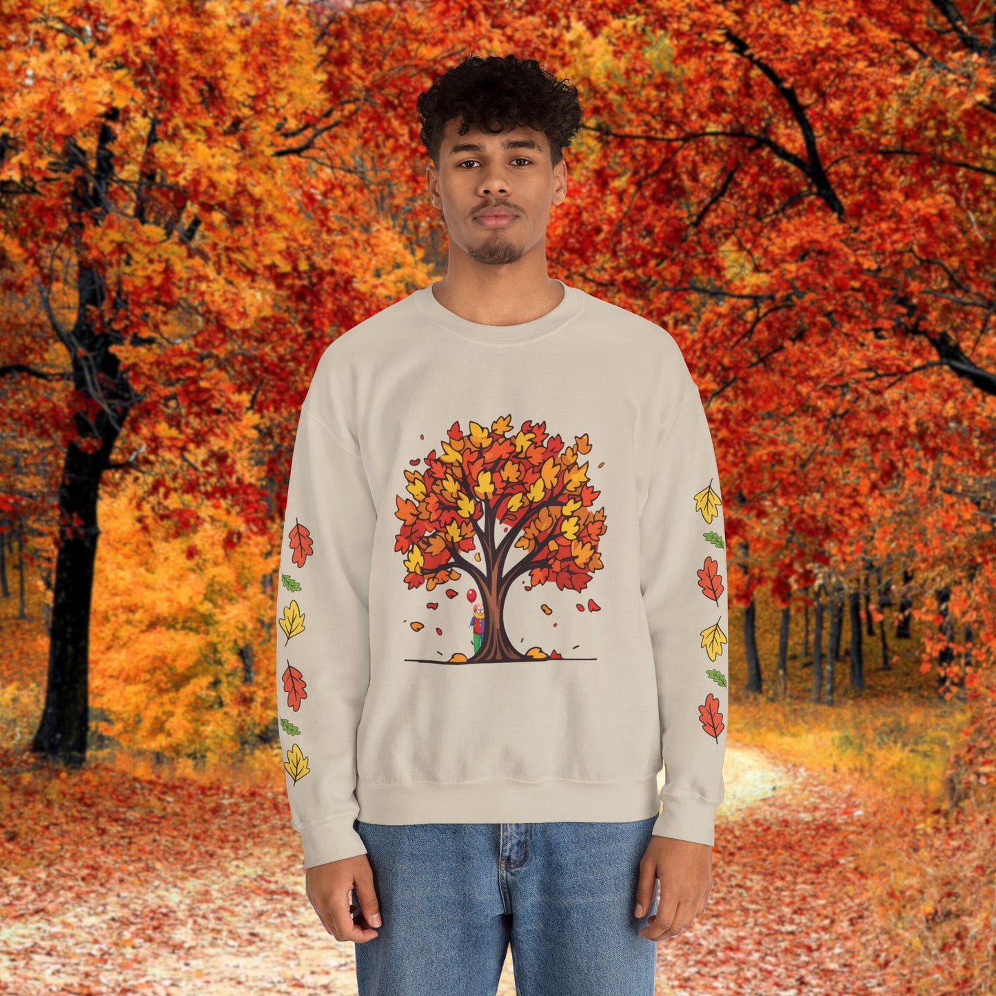 Autumnal Leaves Sweatshirt - Cozy Fall Crewneck for Nature Lovers, Perfect Gift for Thanksgiving, Casual Wear, and Seasonal Celebrations