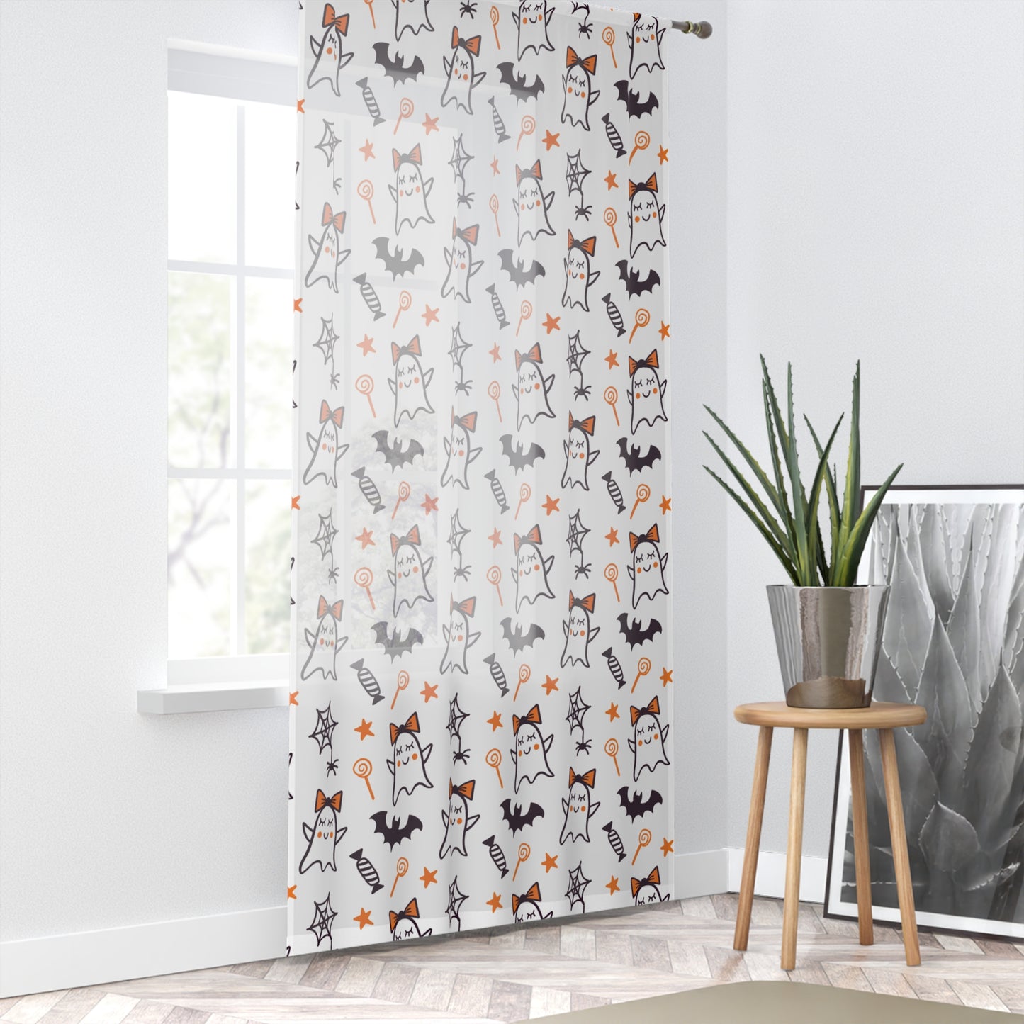 Windsor Wonders Cute Ghosts Halloween Window Curtain