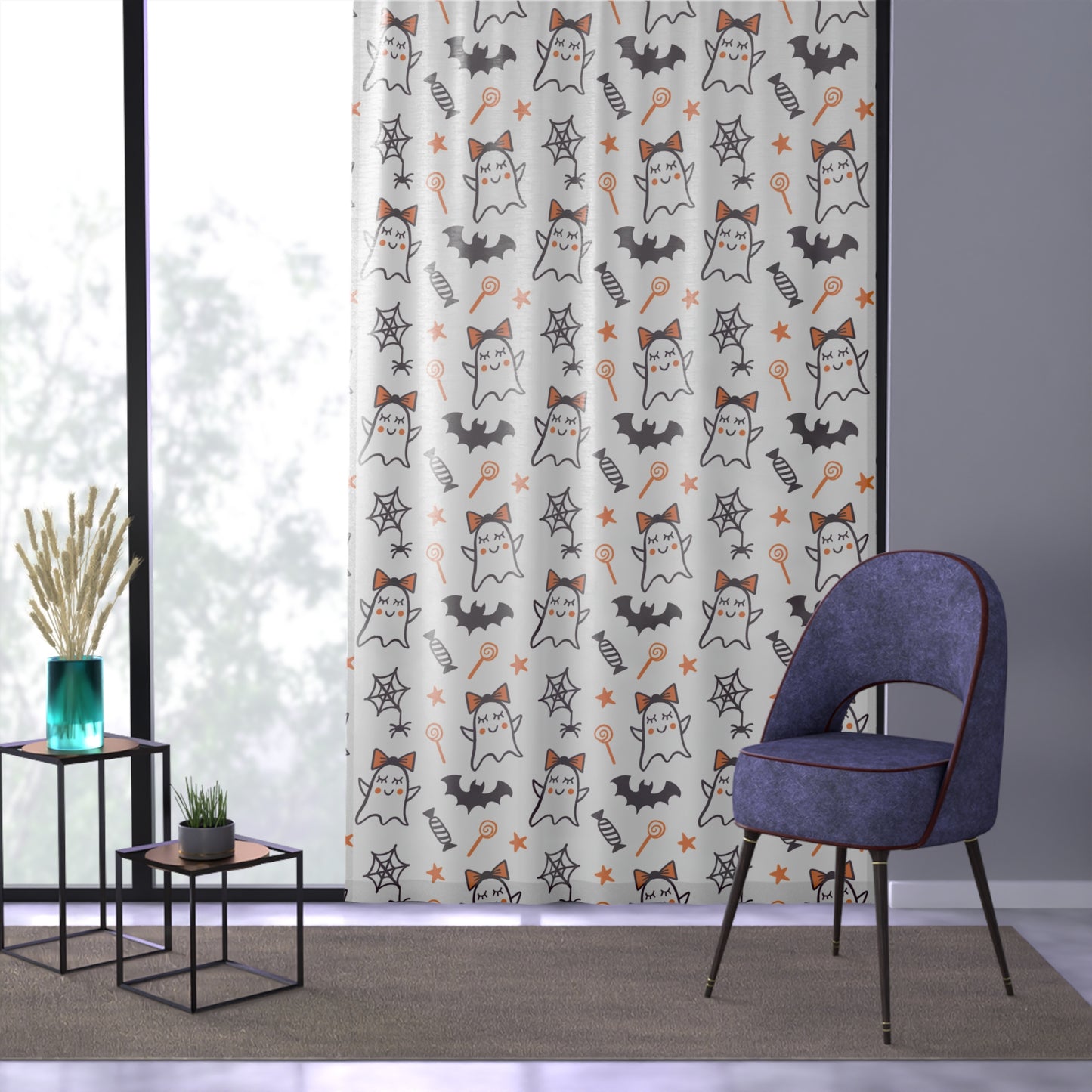 Windsor Wonders Cute Ghosts Halloween Window Curtain