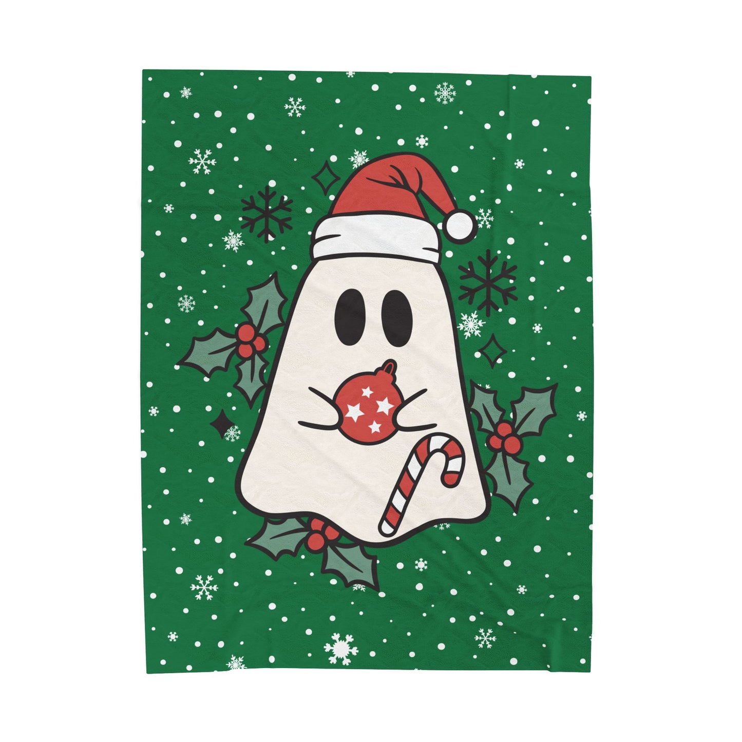 Big Festive Spirits Dark Green Velveteen Plush Blanket