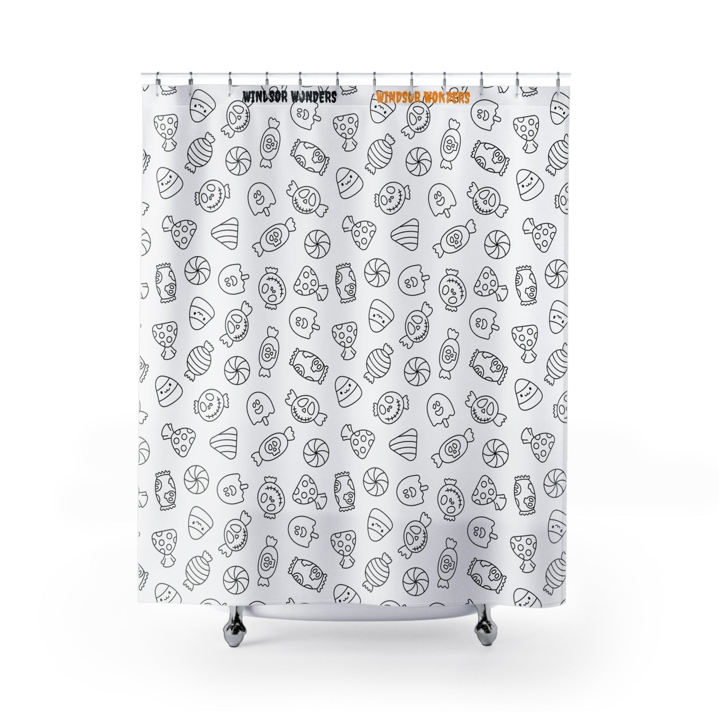 Windsor Wonders White Halloween Candy Shower Curtains