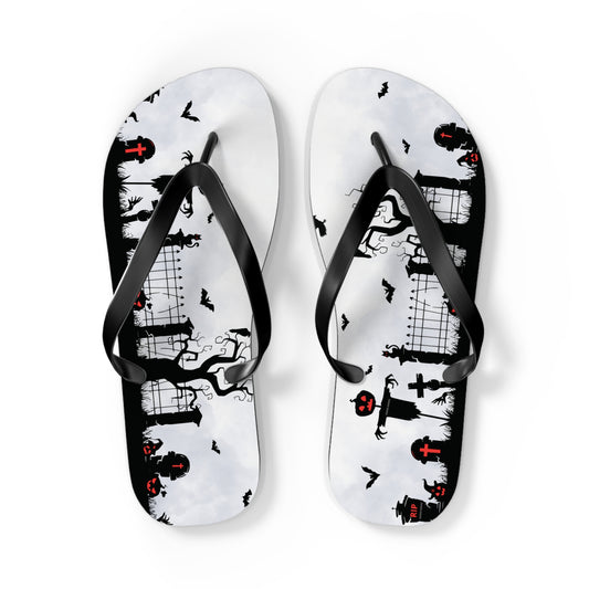Windsor Wonders White Graveyard Halloween Flip Flops