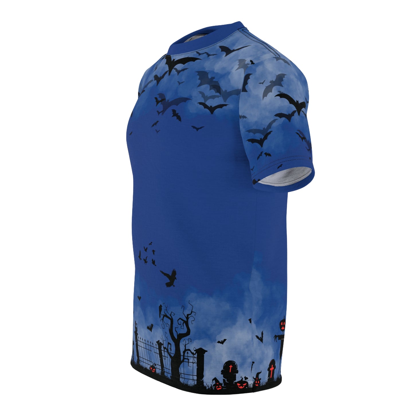Windsor Wonders Dark Blue Graveyard Bats Unisex Cut & Sew Tee (AOP)