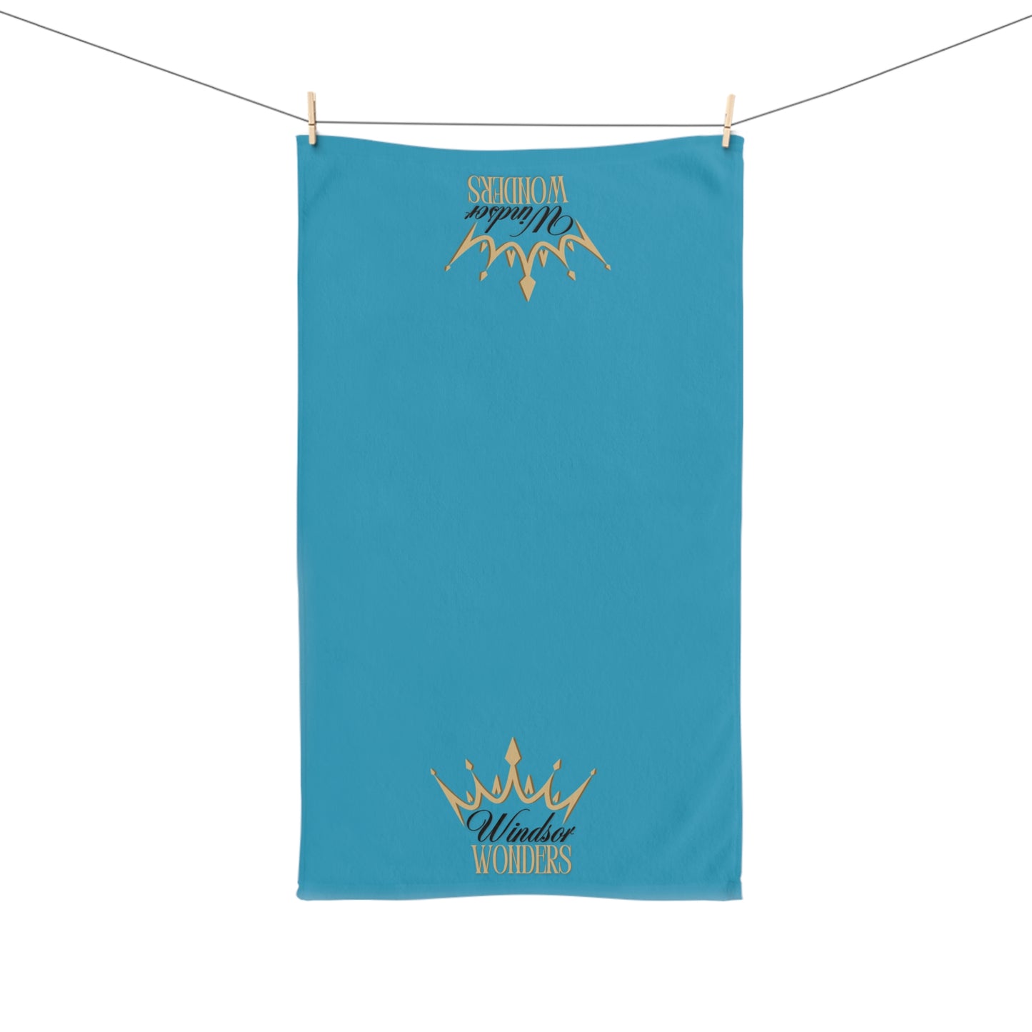 Windsor Wonders Crown Blue Hand Towel, Crown Design, Kitchen Decor, Bathroom Accessory, Wedding Gift, Spa Essential