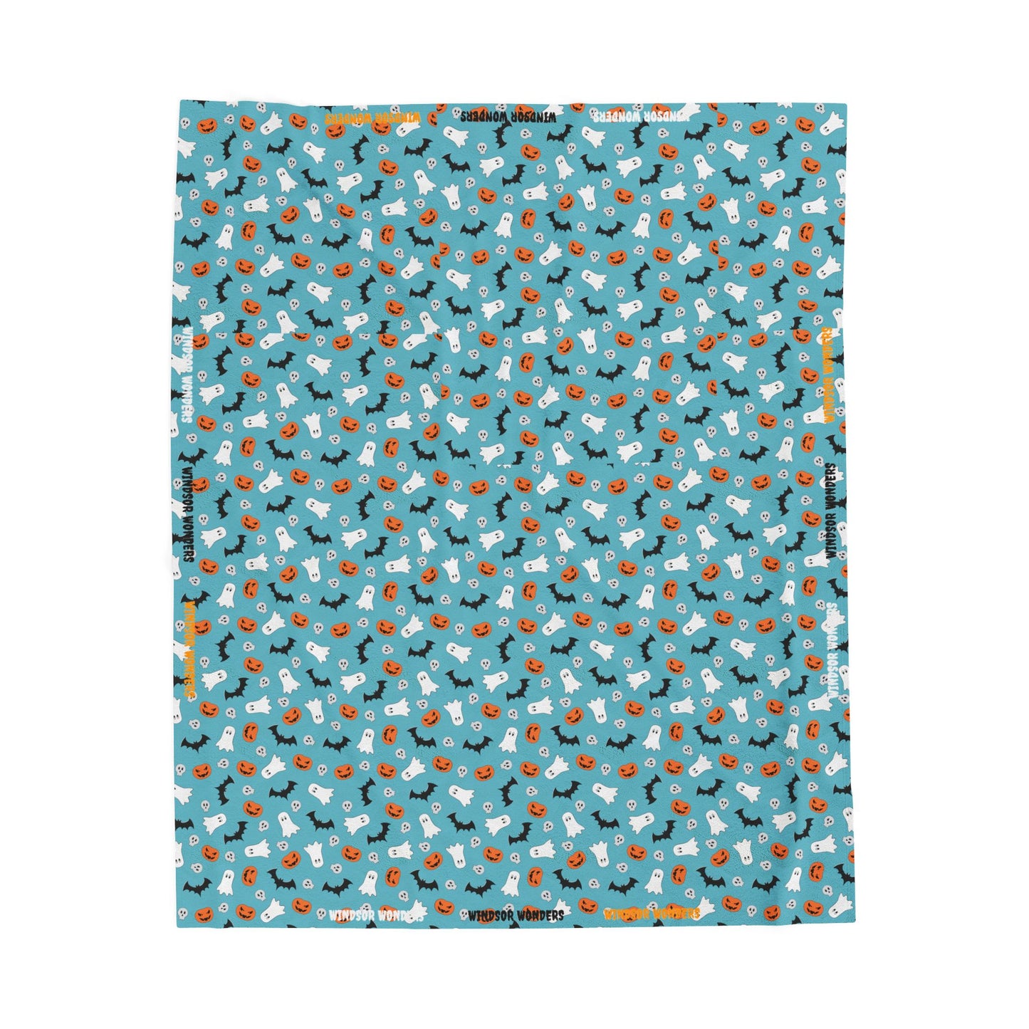 Windsor Wonders Blue Halloween Velveteen Plush Blanket