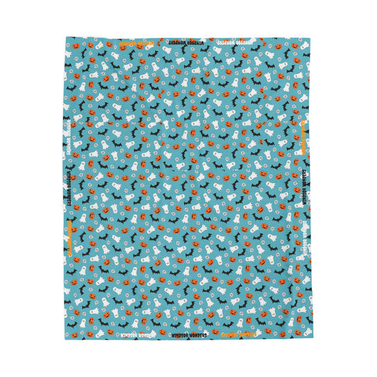 Windsor Wonders Blue Halloween Velveteen Plush Blanket