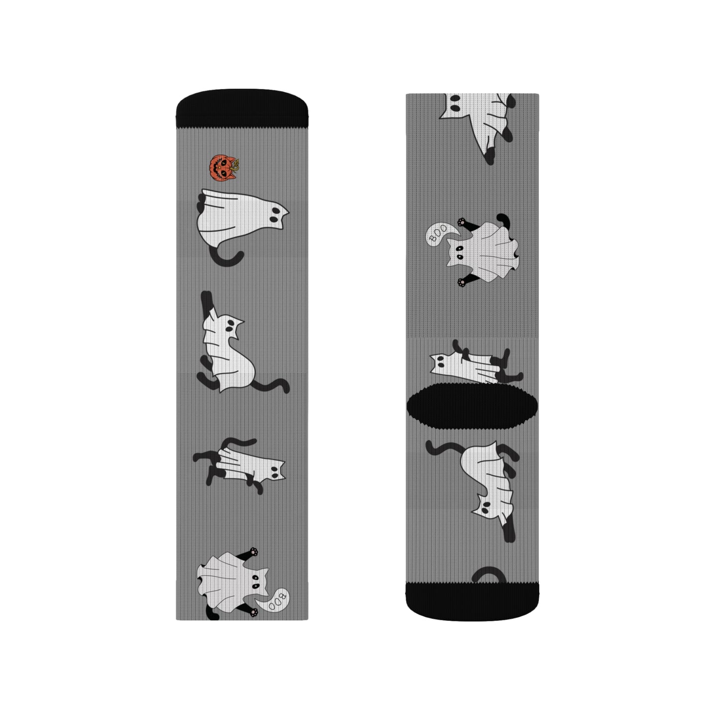 Windsor Wonders Grey Halloween Ghost Cats Sublimation Socks