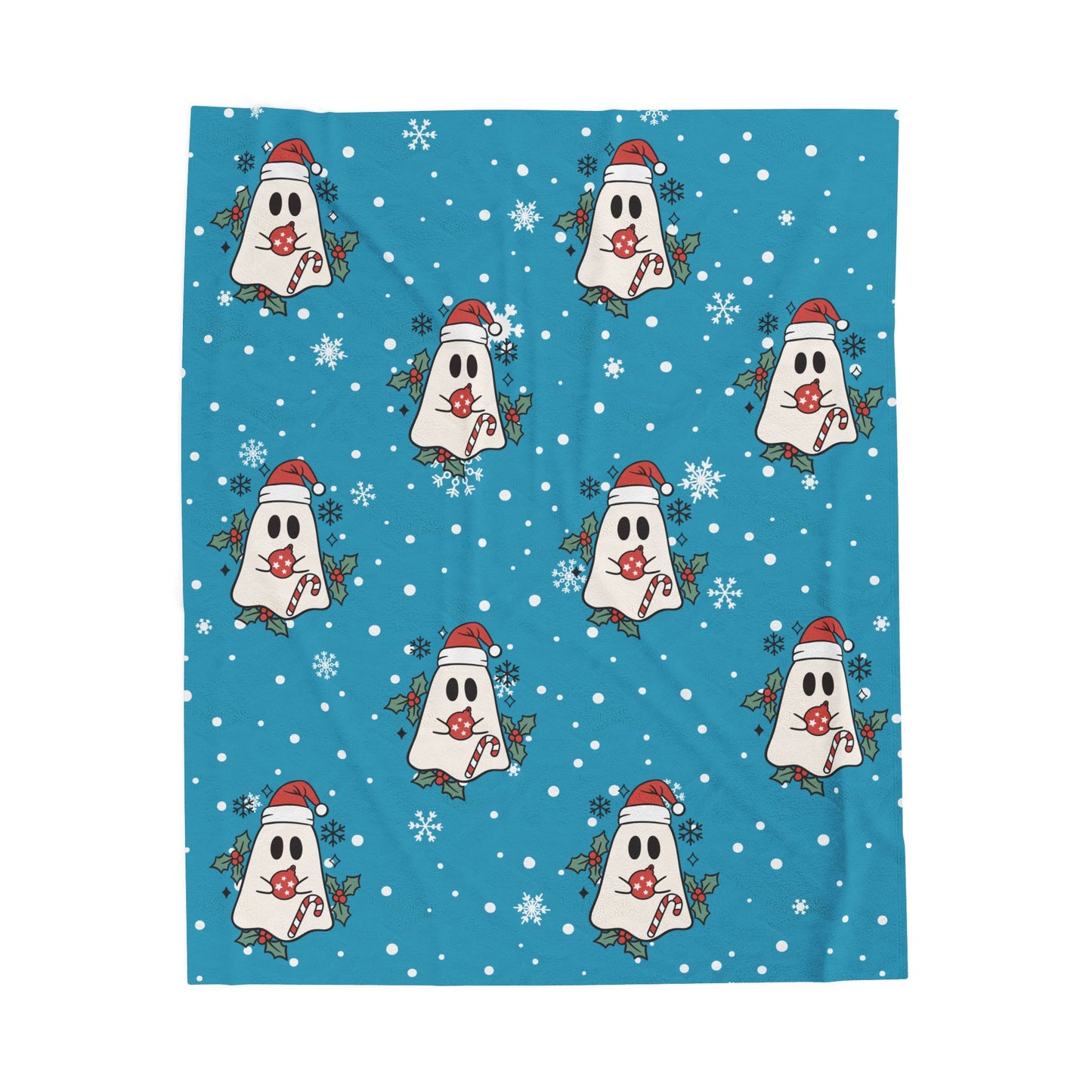 Festive Spirits Turquoise Velveteen Plush Blanket