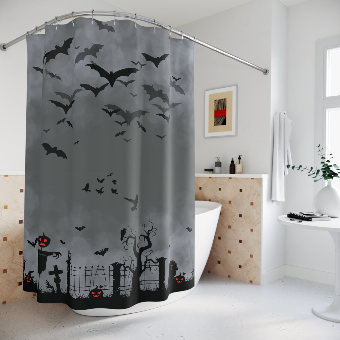 Windsor Wonders Dark Grey Graveyard Shower Curtains