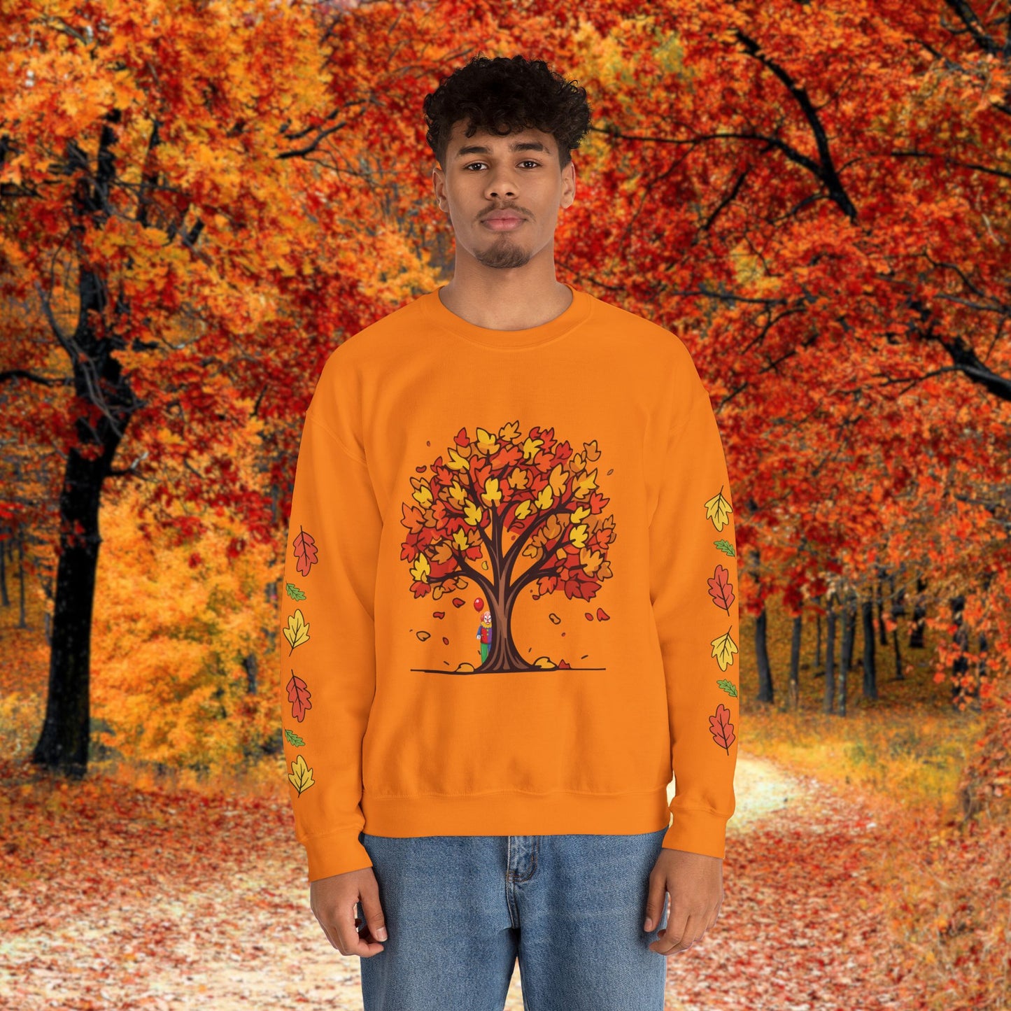 Autumnal Leaves Sweatshirt - Cozy Fall Crewneck for Nature Lovers, Perfect Gift for Thanksgiving, Casual Wear, and Seasonal Celebrations