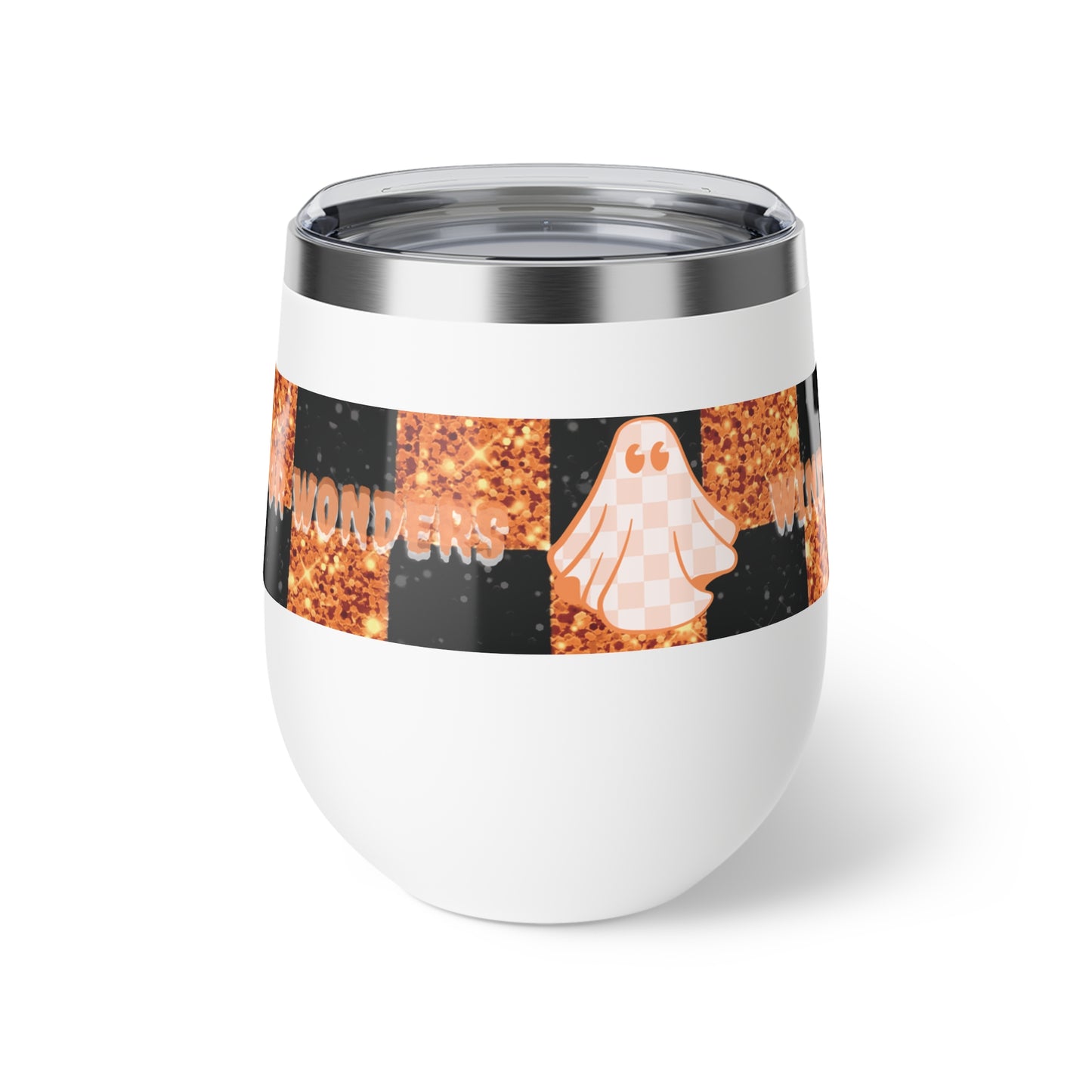 Windsor Wonders Orange Ghost Halloween Copper Vacuum Insulated Cup, 12oz