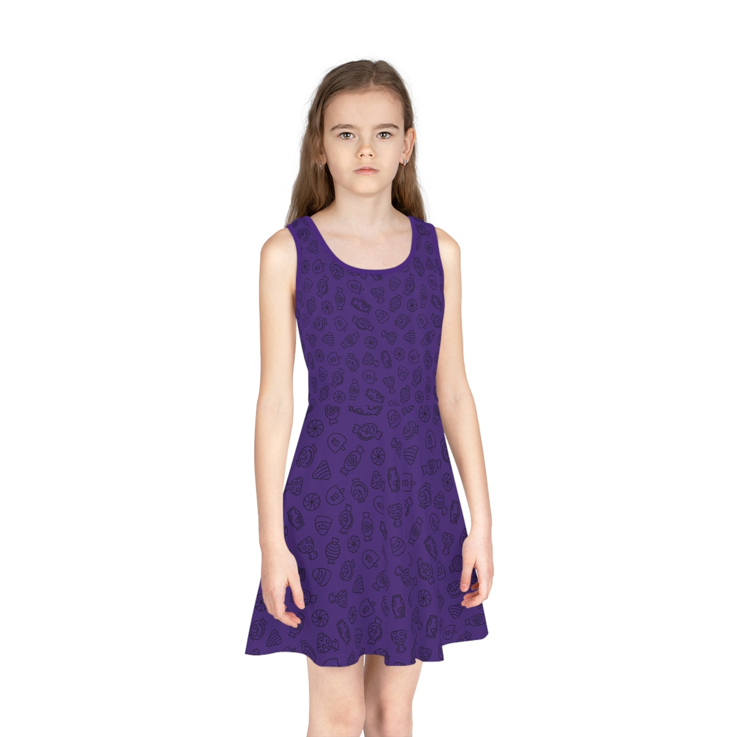 Purple Halloween Candy Girls' Sleeveless Sundress (AOP)