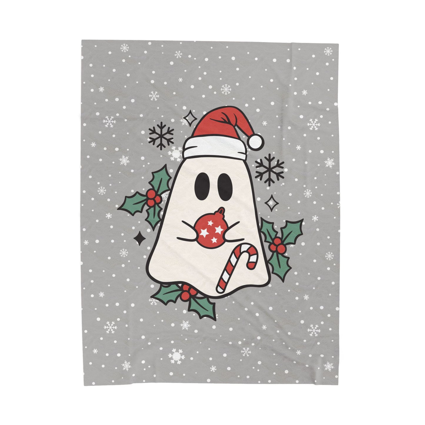 Big Festive Spirits Light Grey Velveteen Plush Blanket