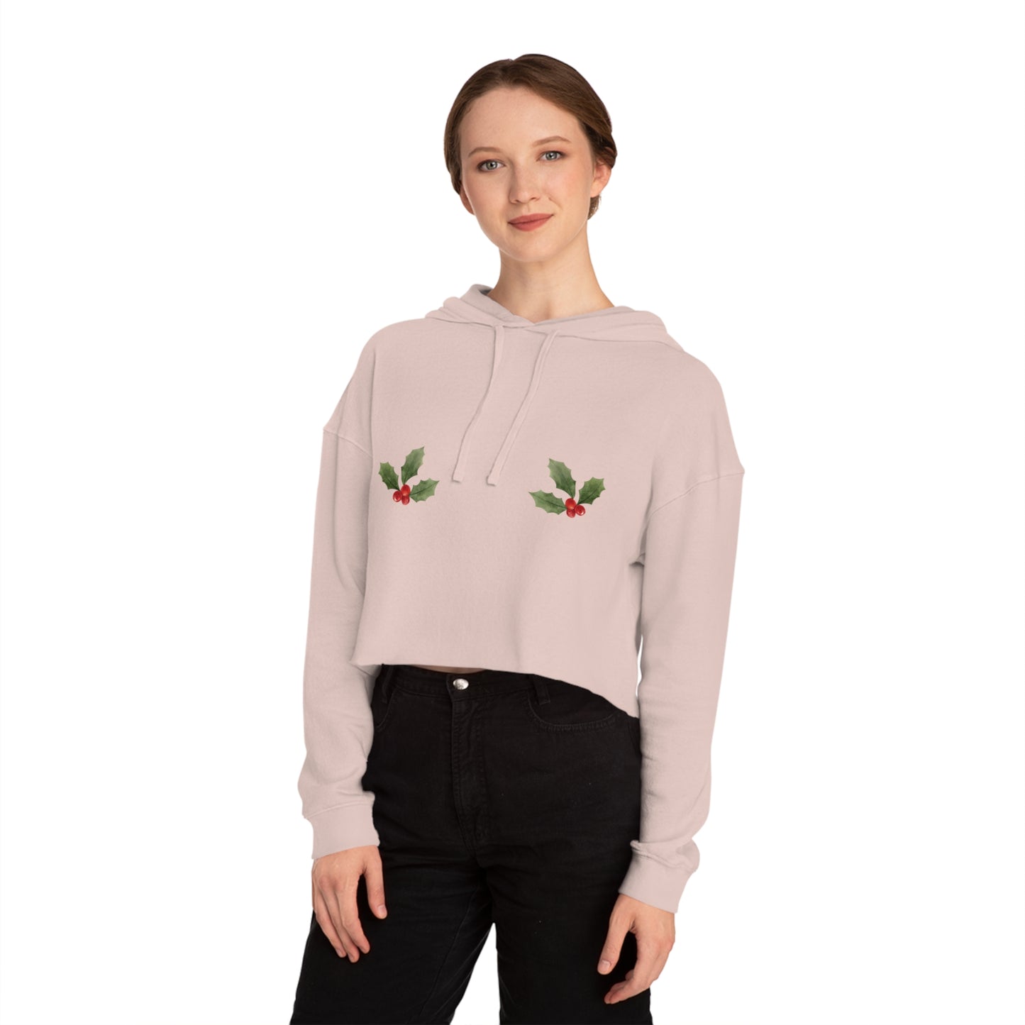 Holly Berries Women’s Cropped Hooded Sweatshirt