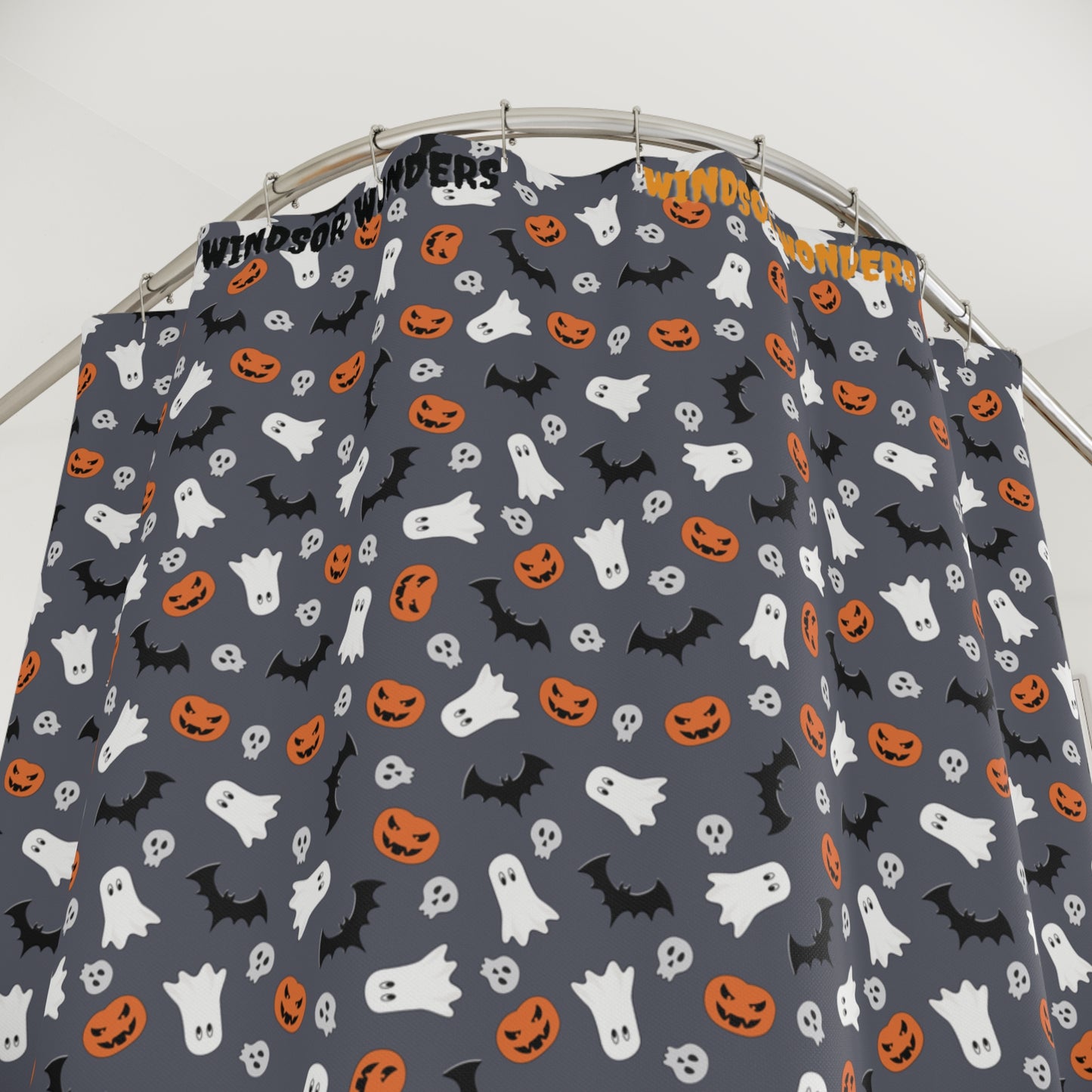 Windsor Wonders Dark Grey Halloween Shower Curtain