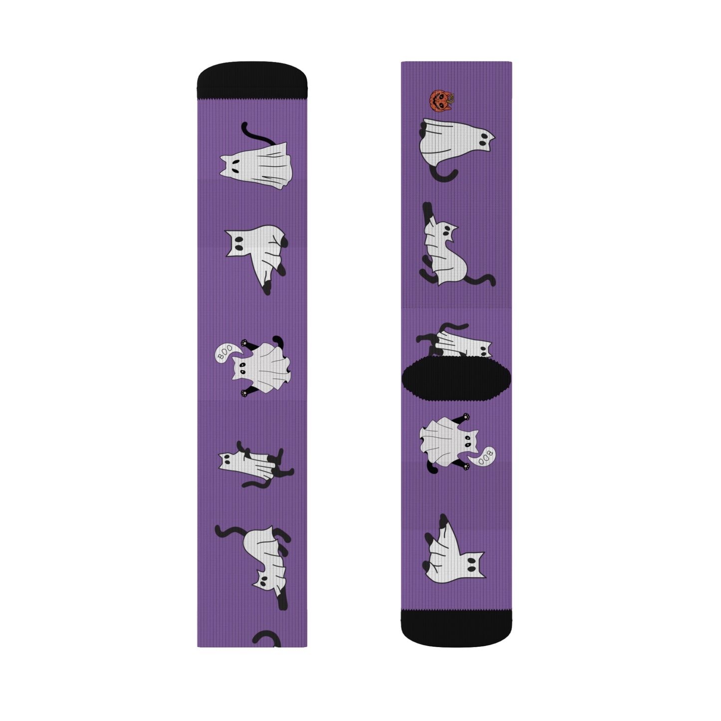 Windsor Wonders Light Purple Halloween Ghost Cats Sublimation Socks