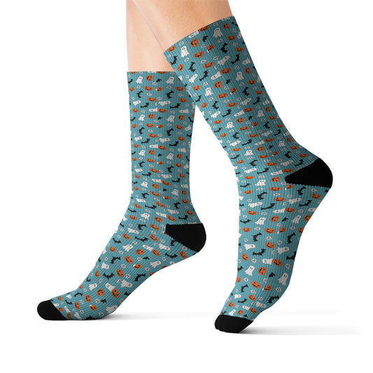 Windsor Wonders Blue Halloween Sublimation Socks