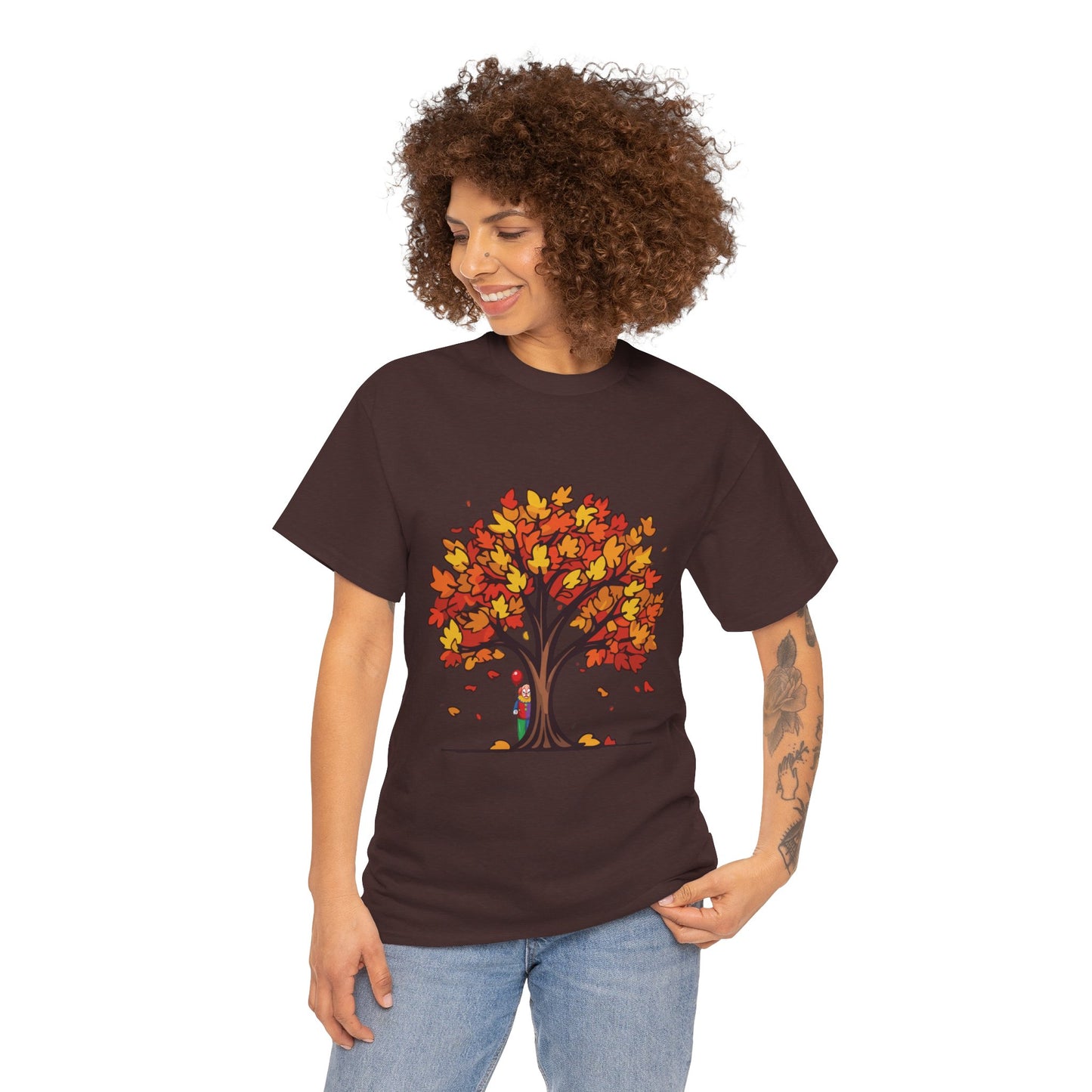 Autumn Tree Clown Tee, Unisex Cotton Shirt, Fall Fashion, Nature Lover Gift, Seasonal Wear, Thanksgiving Apparel