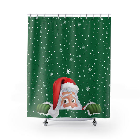 Santa Dark Green Shower Curtains
