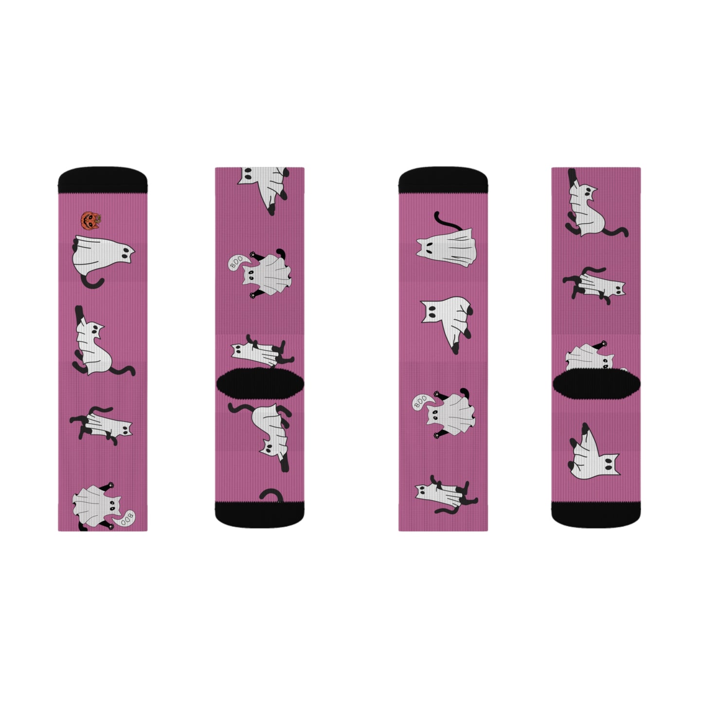 Windsor Wonders Light Pink Halloween Ghost Cats Sublimation Socks